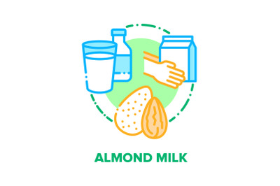 Almond Milk Vector Concept Color Illustration flat