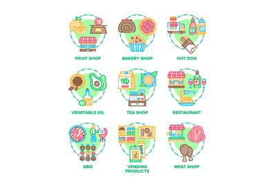 Food And Meal Set Icons Vector Color Illustrations