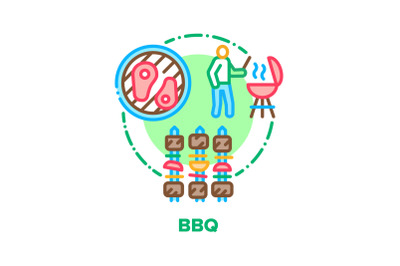 Bbq Picnic Food Vector Concept Color Illustration