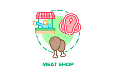 Meat Shop Sale Vector Concept Color Illustration