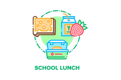 School Lunch Vector Concept Color Illustration flat