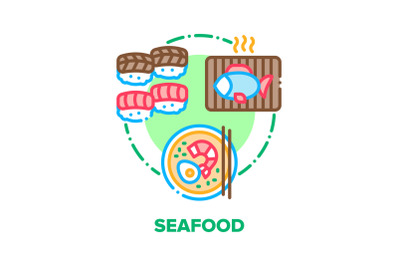 Seafood Snack Vector Concept Color Illustration flat