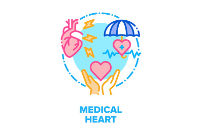 Medical Heart Vector Concept Color Illustration flat