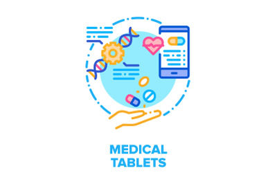 Medical Tablets Vector Concept Color Illustration flat