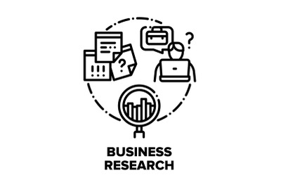 Business Research Analysis Vector Concept Black Illustrations