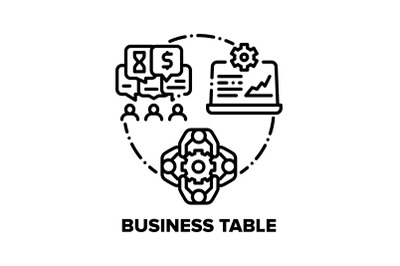 Business Table Vector Concept Black Illustrations