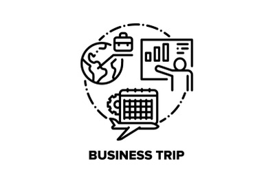 Business Trip Vector Concept Black Illustrations