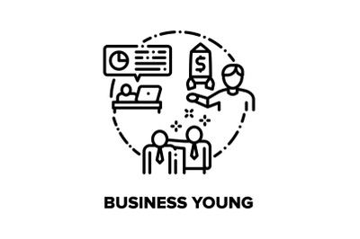 Business Young Vector Concept Black Illustrations