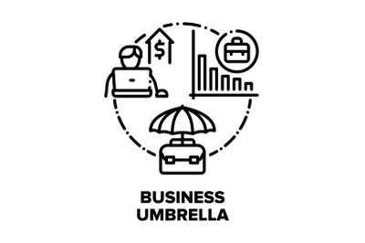 Business Umbrella Accessory Vector Concept Color