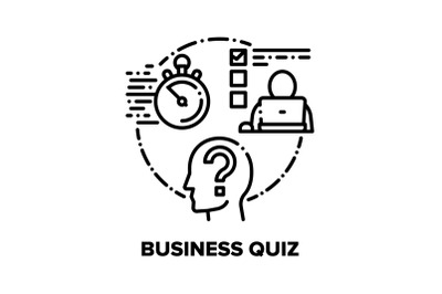 Business Quiz Vector Concept Black Illustrations