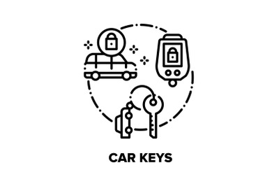 Car Keys Trinket Vector Concept Black Illustrations