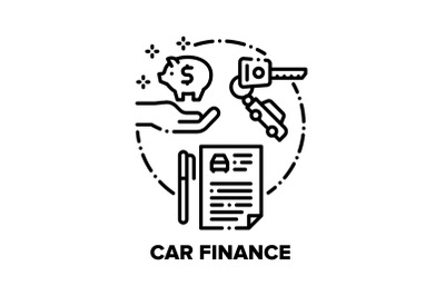 Car Finance Vector Concept Black Illustrations