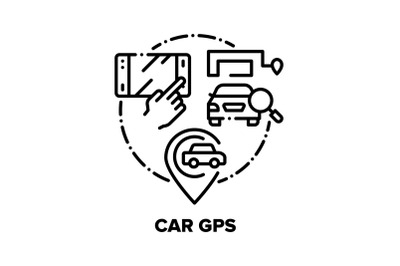 Car Gps Device Vector Concept Black Illustrations