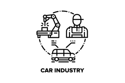 Car Industry Vector Concept Black Illustrations