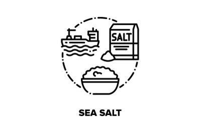 Sea Salt Spice Vector Concept Black Illustrations