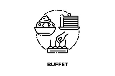 Buffet Menu Vector Concept Black Illustrations