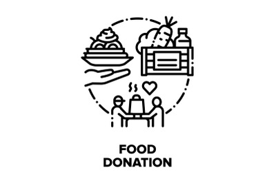 Food Donation Vector Concept Black Illustrations