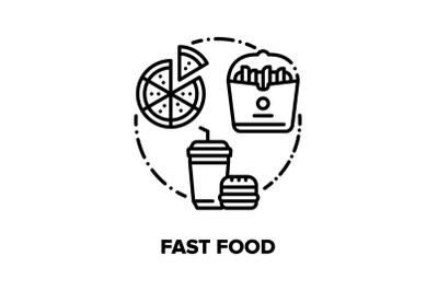 Fast Food Eat Vector Concept Black Illustrations