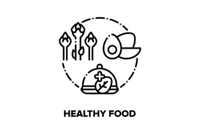 Healthy Food Vector Concept Black Illustrations