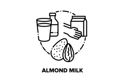 Almond Milk Vector Concept Black Illustrations
