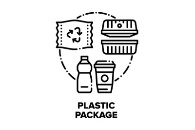 Plastic Package Vector Concept Black Illustrations