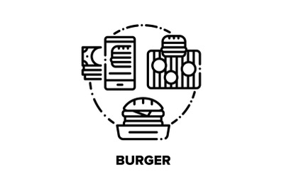 Burger Food Vector Concept Black Illustrations