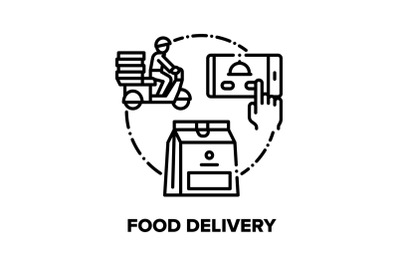 Food Delivery Vector Concept Black Illustrations