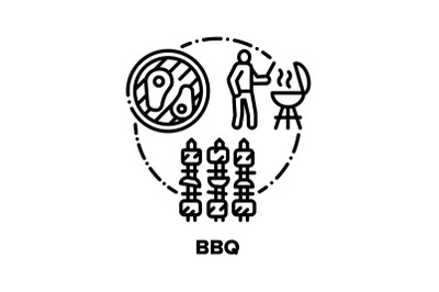 Bbq Picnic Food Vector Concept Black Illustrations