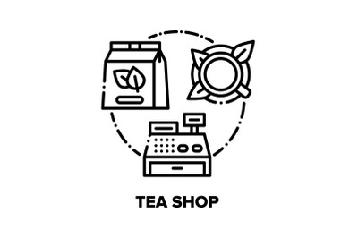 Tea Shop Product Vector Concept Black Illustrations