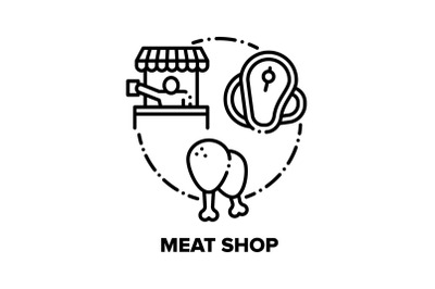 Meat Shop Sale Vector Concept Black Illustrations