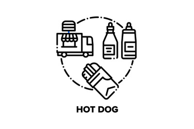 Hot Dog Food Vector Concept Black Illustrations