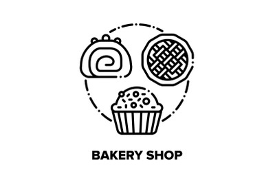 Bakery Shop Vector Concept Black Illustrations