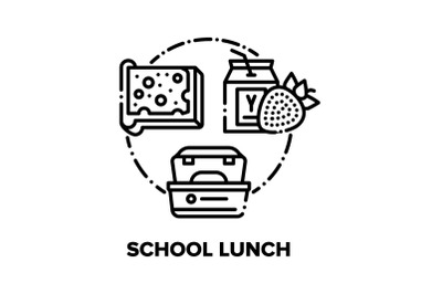 School Lunch Vector Concept Black Illustrations