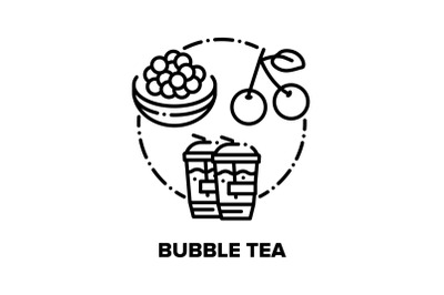 Bubble Tea Drink Vector Concept Black Illustrations