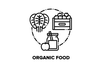 Organic Food Vector Concept Black Illustrations