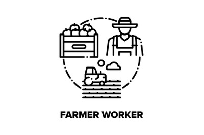 Farmer Worker Vector Concept Black Illustrations