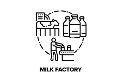 Milk Factory Vector Concept Black Illustrations