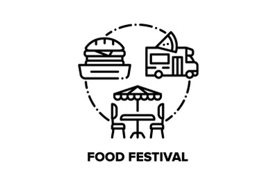 Food Festival Vector Concept Black Illustrations