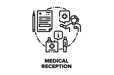 Medical Reception In Hospital Vector Concept Black Illustrations