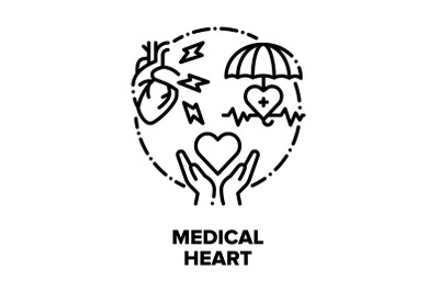 Medical Heart Vector Concept Black Illustrations