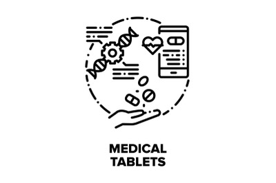 Medical Tablets Vector Concept Black Illustrations