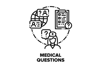 Medical Questions And Answers Vector Concept Black Illustrations