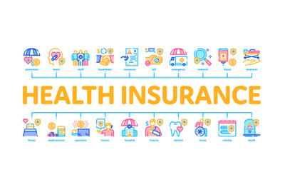 Health Insurance Care Minimal Infographic Banner Vector