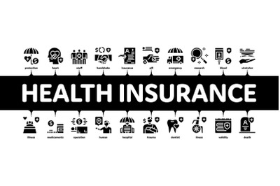 Health Insurance Care Minimal Infographic Banner Vector