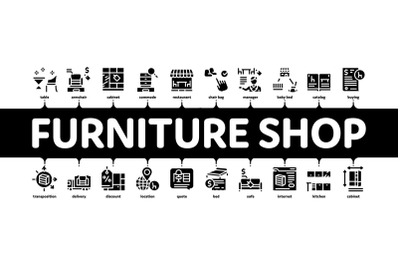 Furniture Shop Market Minimal Infographic Banner Vector