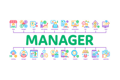 Account Manager Work Minimal Infographic Banner Vector