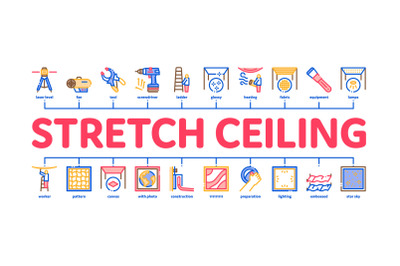 Stretch Ceiling Tile Minimal Infographic Banner Vector