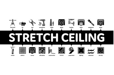 Stretch Ceiling Tile Minimal Infographic Banner Vector