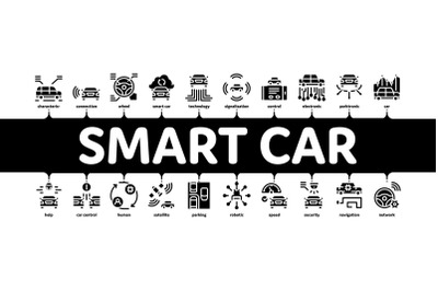 Smart Car Technology Minimal Infographic Banner Vector