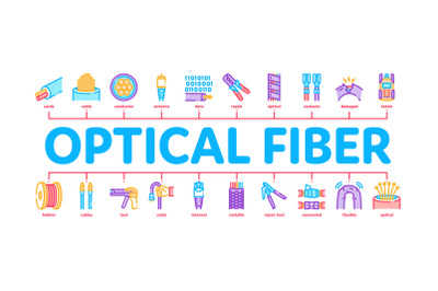 Optical Fiber Cable Minimal Infographic Banner Vector